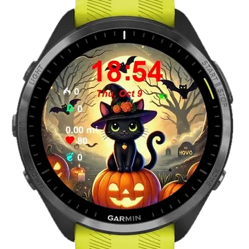 Cute Cat Halloween Garmin watch face preview