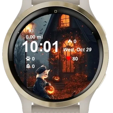 Cute Cat Halloween Garmin watch face preview