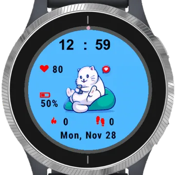 Cute Cat Playing Garmin watch face preview