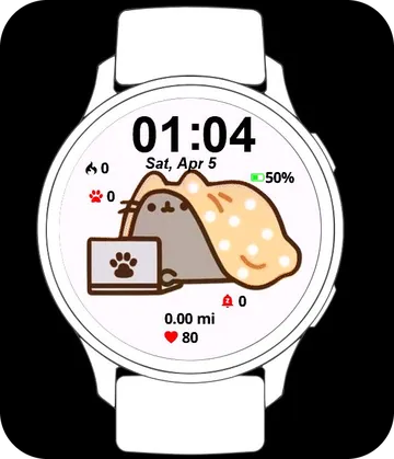 Cute Cat Watching TV Garmin watch face preview