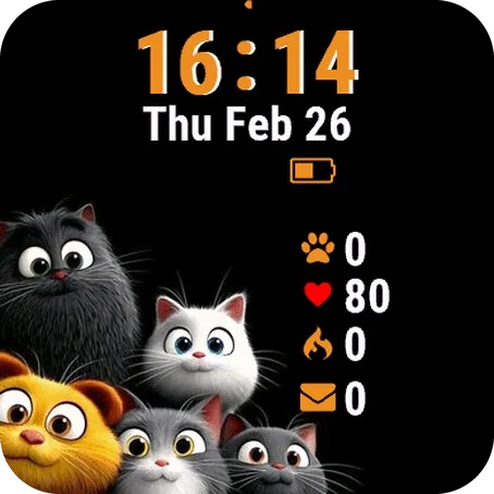 Cute Cats Garmin watch face preview