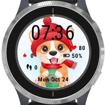 Cute Christmas Puppy Garmin watch face preview