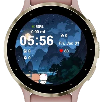 Cute Companions Under the Moon Bubu Garmin watch face preview