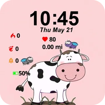 Cute Cow Garmin watch face preview