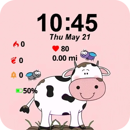 Cute Cow Garmin watch face preview