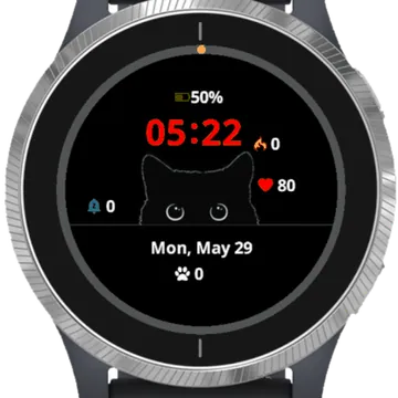 Cute Dark Cat Garmin watch face preview