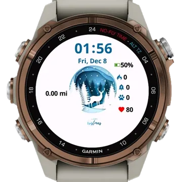 Cute Deer in Winter Garmin watch face preview