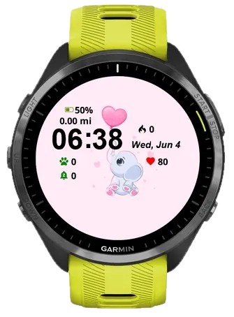 Cute Elephant Garmin watch face preview