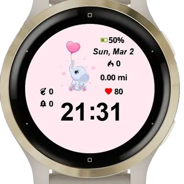 Cute Elephant Garmin watch face preview