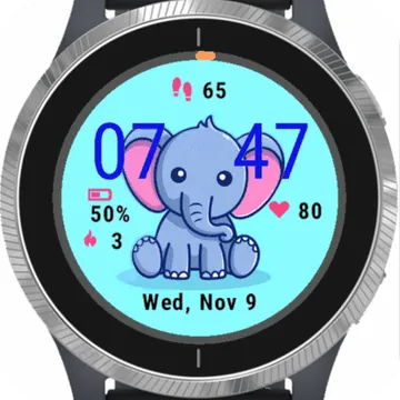 Cute Elephant Garmin watch face preview