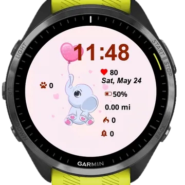 Cute Elephant Garmin watch face preview