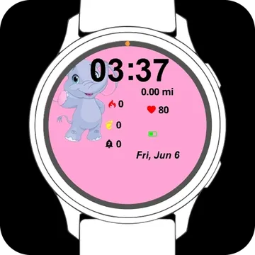 Cute Elephant Gray Garmin watch face preview