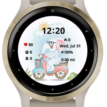 Cute Elephant Garmin watch face preview