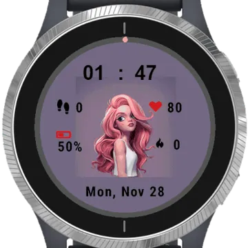 Cute Girl #1 Garmin watch face preview