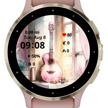 Cute Guitar Garmin watch face preview