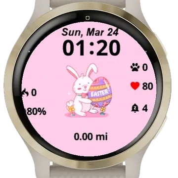 Cute Happy Bunny Easter Garmin watch face preview