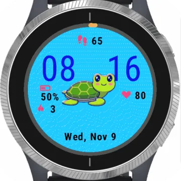 Cute Happy Turtle Garmin watch face preview