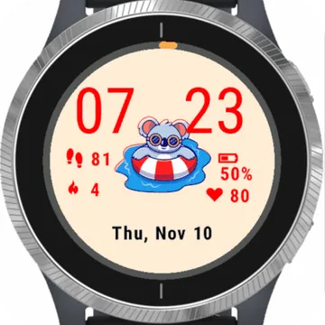 Cute Koala Swimming Garmin watch face preview