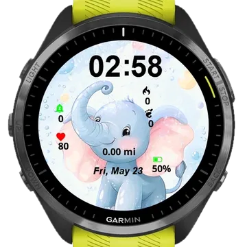 Cute Little Elephant Garmin watch face preview