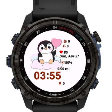 Cute Penguin Garmin watch face preview