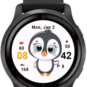 Cute Penguin Garmin watch face preview
