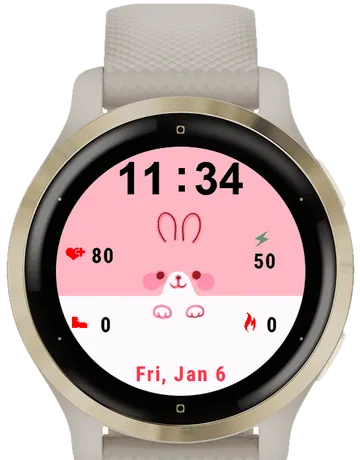 Cute Rabbit Garmin watch face preview