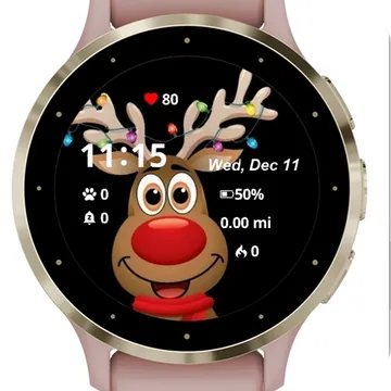 Cute Reindeer Garmin watch face preview