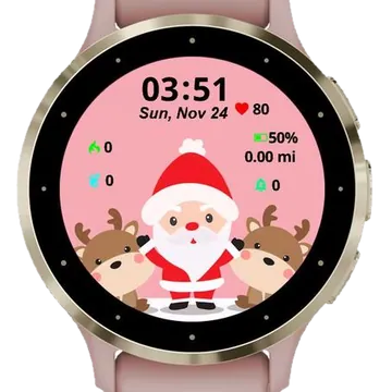 Cute Reindeer and Santa Garmin watch face preview