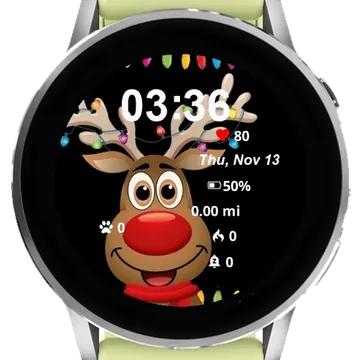 Cute Reindeer Snow Garmin watch face preview