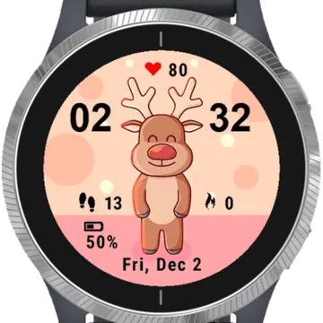 Cute Reindeer Garmin watch face preview