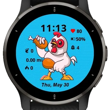 Cute rooster Garmin watch face preview