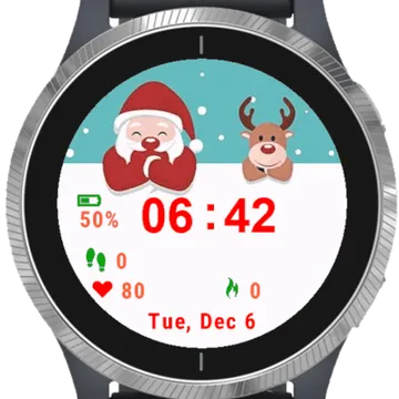 Cute Santa And Reindeer Garmin watch face preview