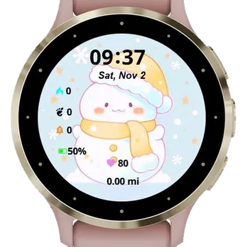 Cute Snowman Garmin watch face preview