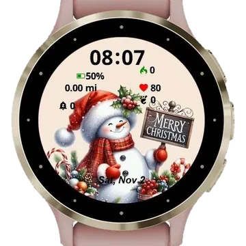 Cute Snowman Garmin watch face preview