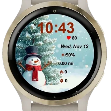Cute Snowman Garmin watch face preview