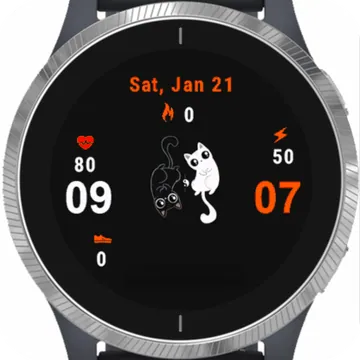 Cute Two Cat Garmin watch face preview