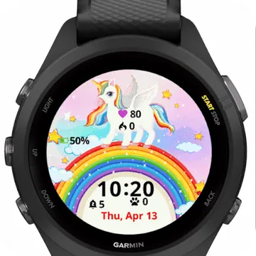 Cute Unicorn Garmin watch face preview