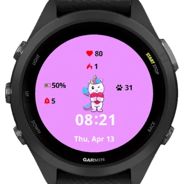 Cute Unicorn Hug Garmin watch face preview