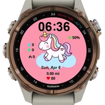 Cute Unicorn Garmin watch face preview