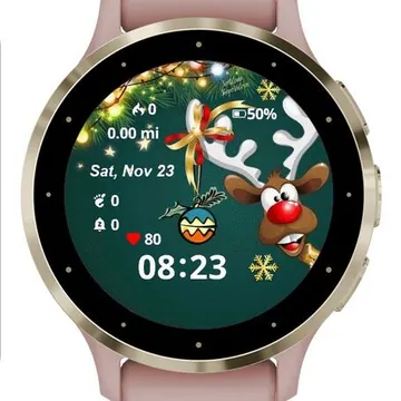 Cute Winter Reindeer Garmin watch face preview