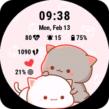 Cutecats Garmin watch face preview