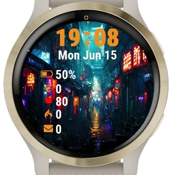 Dark Alley Neon Garmin watch face preview