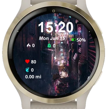 Dark Alley Neon Garmin watch face preview