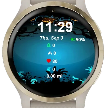 Dark Blue Halloween Garmin watch face preview