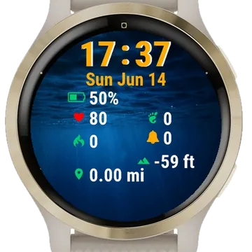 Dark Blue Ocean Sun Garmin watch face preview