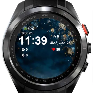 Dark Blue Snowflakes Garmin watch face preview