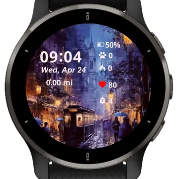 Dark Cityscape Scenery Garmin watch face preview