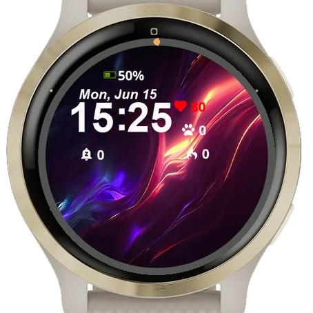 Dark Colorful Lines Garmin watch face preview