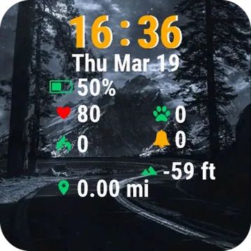 Dark Forest Green Leaves Garmin watch face preview
