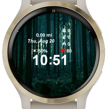Dark Forest Green Trees Grass Garmin watch face preview